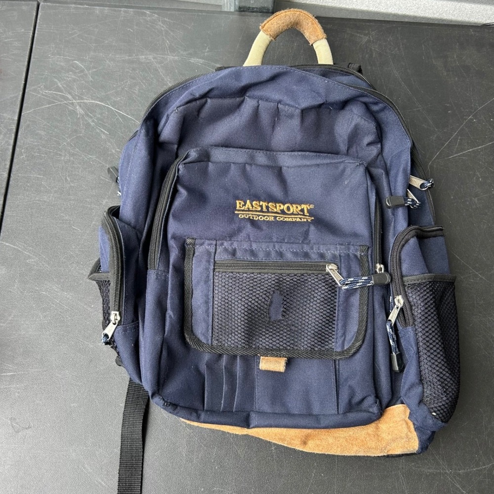 Eastsport Canvas Backpack Heritage Outdoor Rucksack Navy Blue Suede Trim School